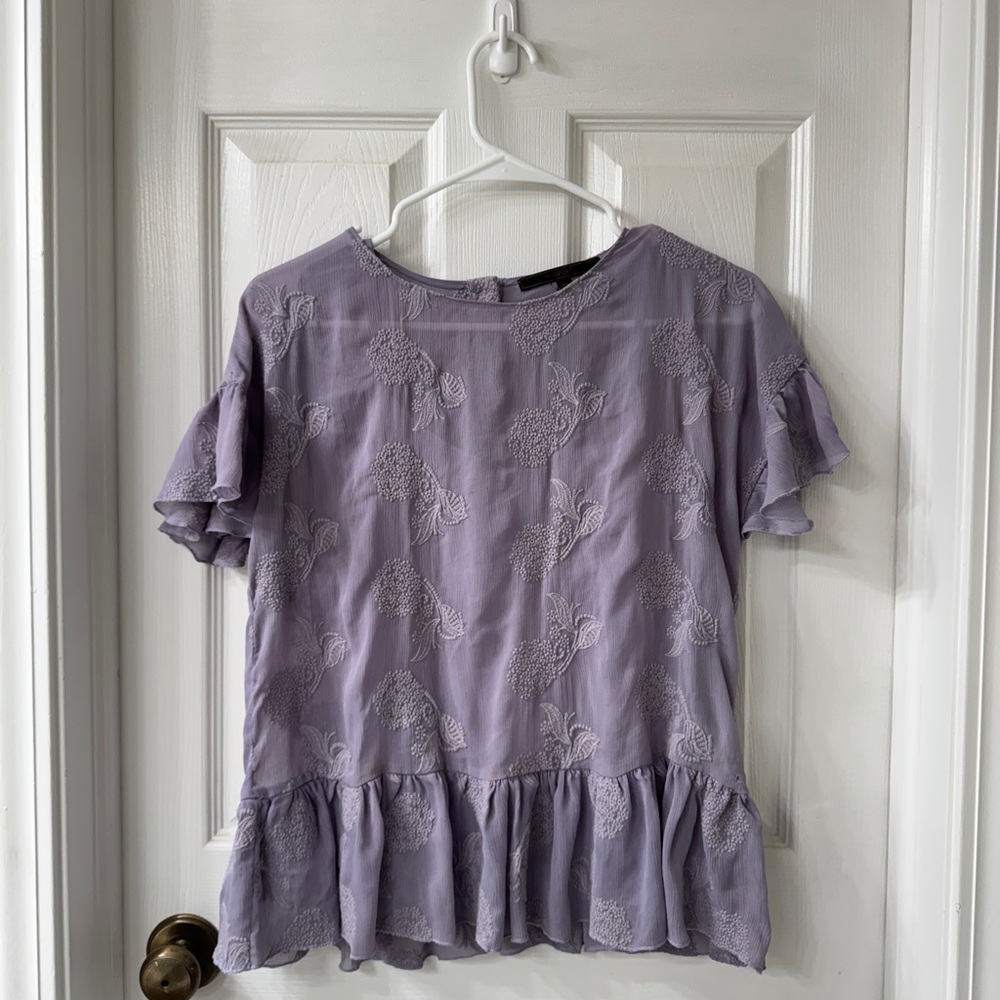 Lavender Ruffle Sleeve Top XS - Picture 3 of 7